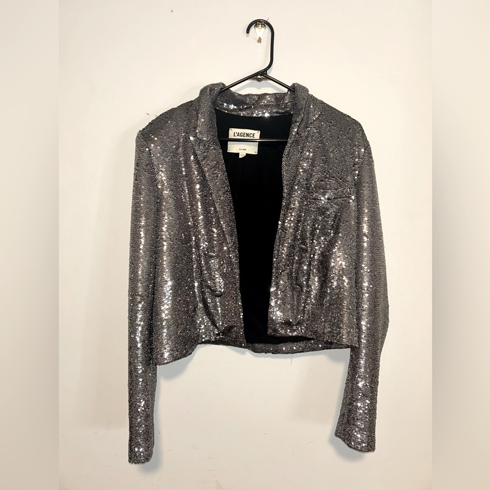 L’Agence Cropped Sequins Blazer